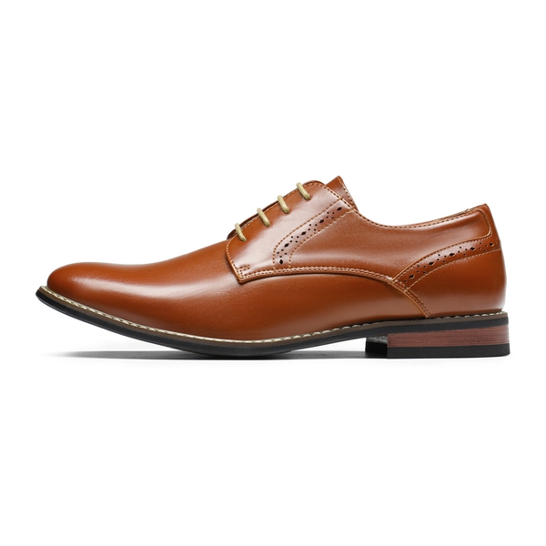 Men's Pain-Toe PU Leather Oxford Shoes - BROWN - 2